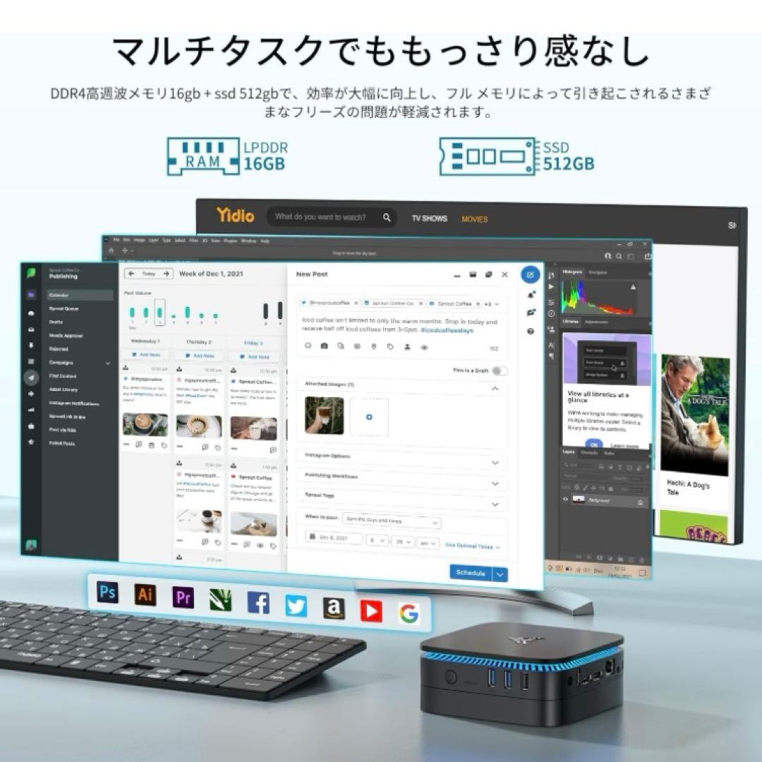 ミニpc 最新第12世代 n95 2023新版 最大3.4GHz 4C/4T