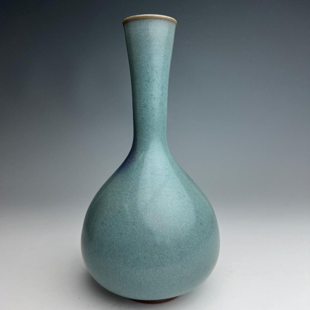 鈞窯天藍釉紫斑長頸瓶 中国古玩 中国美術 唐物 A960