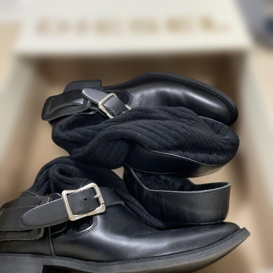 【美品】limi ￼feuバックル付きレザーブーツ