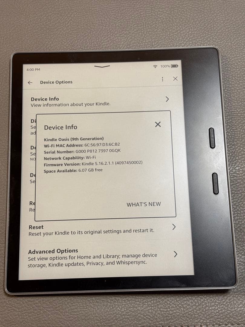 Amazon Kindle Oasis (第9世代) 8GB