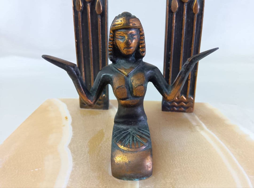 エジプト土産　アルバ石置物　2点　インテリア　ネフェルティティ　クレオパトラ