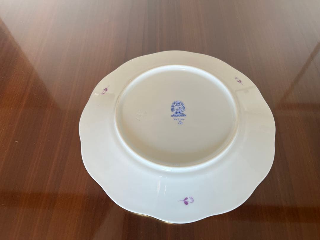 ヘレンド　アポニーグリーン/パープル　デザートプレート　3枚セット