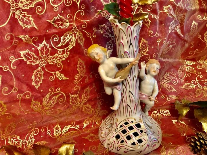 ☆ヘレンド★エンジェル天使のキャンドルスタンド★透かしオープンワーク