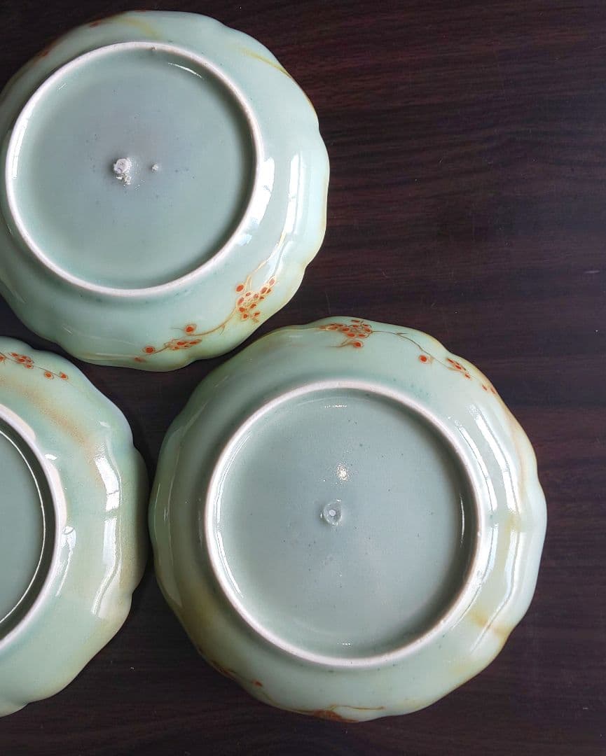 古伊万里 青磁 柿右衛門様式 金彩染付皿 5枚セット