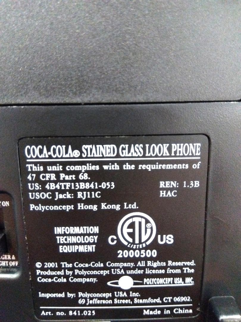 コカコーラ ステンドグラス調 ビンテージ Coca-Cola 電話機