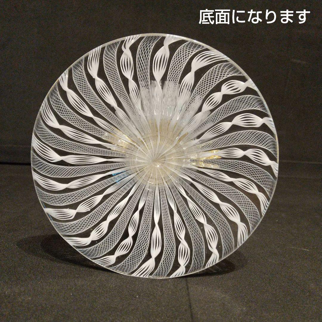 ベネチアングラス ムラ―ノガラス レ―ス模様 大型ワイングラス