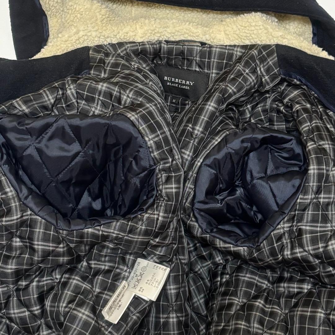 バーバリー ダッフルコート ノバチェック キルティング ボア M ネイビー