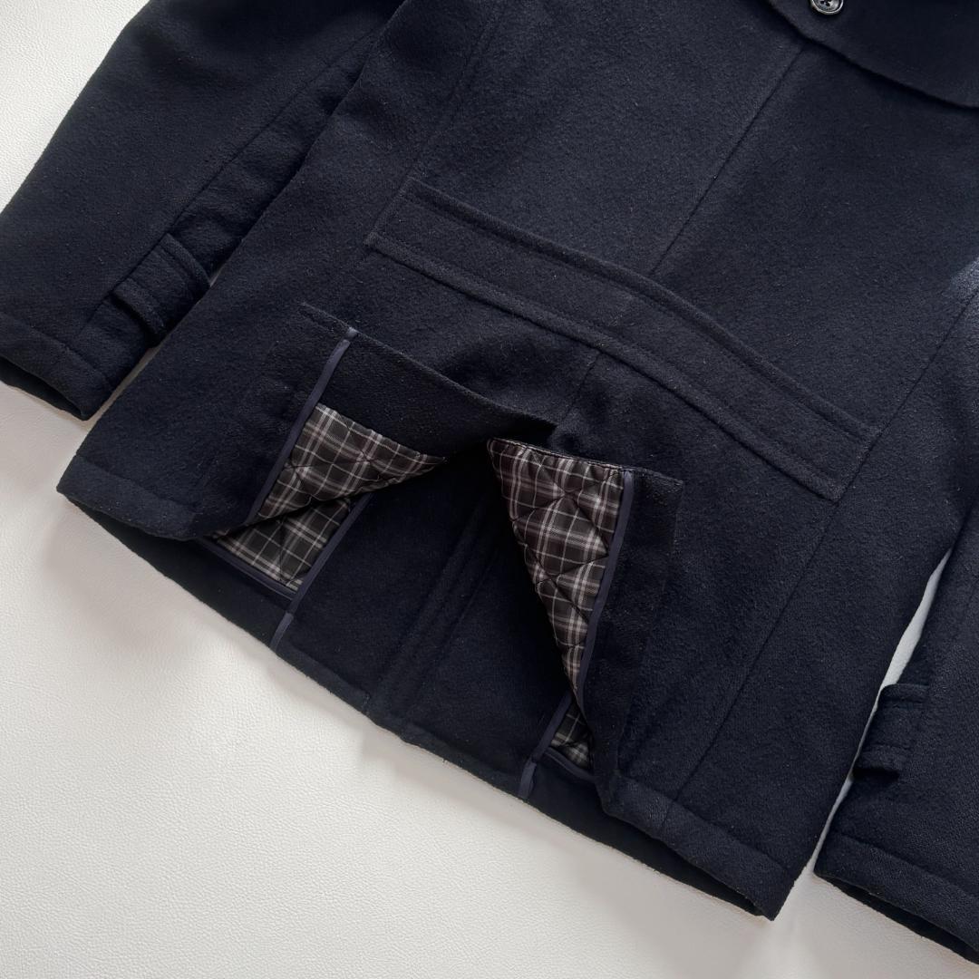 バーバリー ダッフルコート ノバチェック キルティング ボア M ネイビー