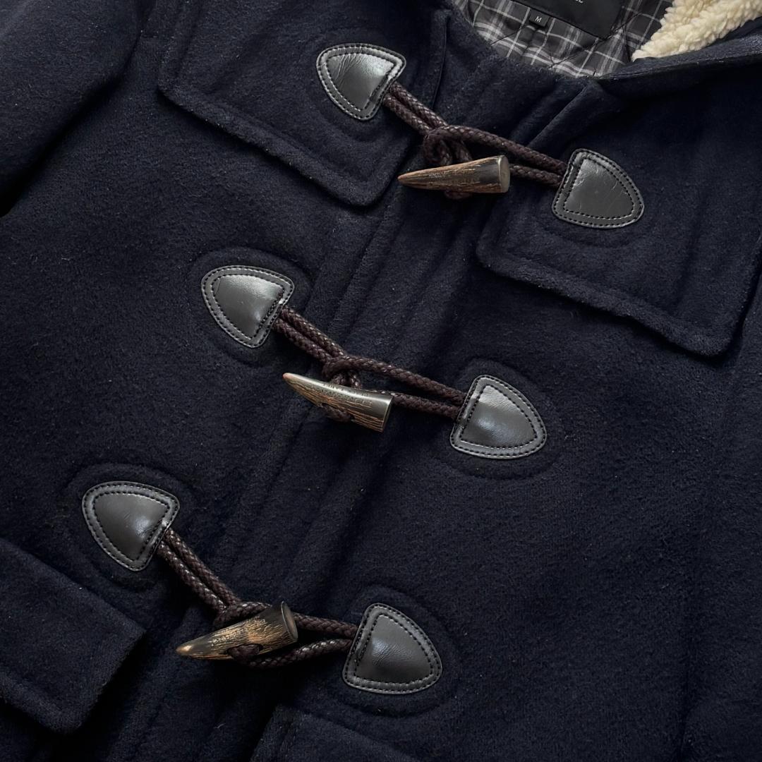 バーバリー ダッフルコート ノバチェック キルティング ボア M ネイビー