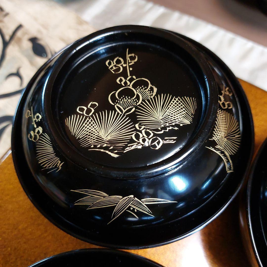 輪島黒塗松竹梅沈金蒔絵五客