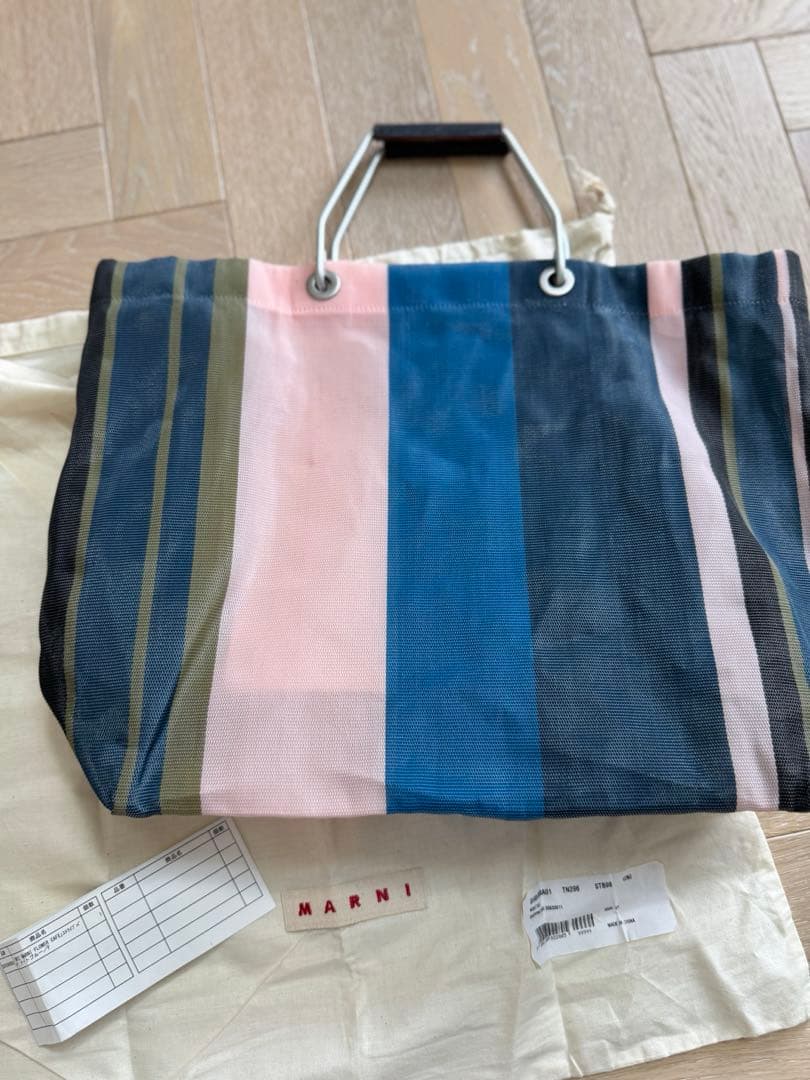MARNI フラワーカフェ　ストライプ　バッグ