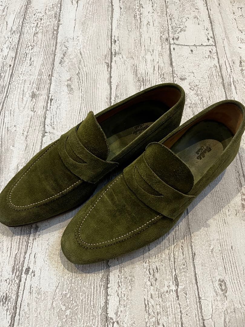 DI MELLA ディ メッラ オリーブグリーン スエード ローファー　6