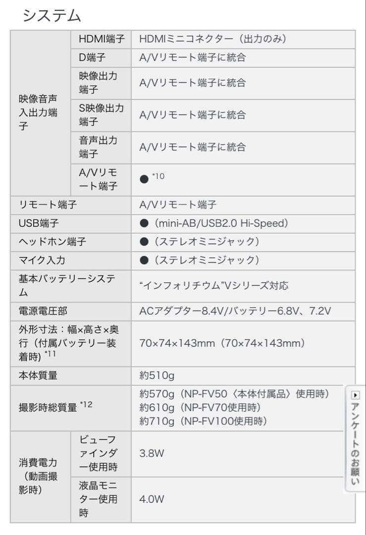 Sony HDR-XR550V ビデオカメラ本体