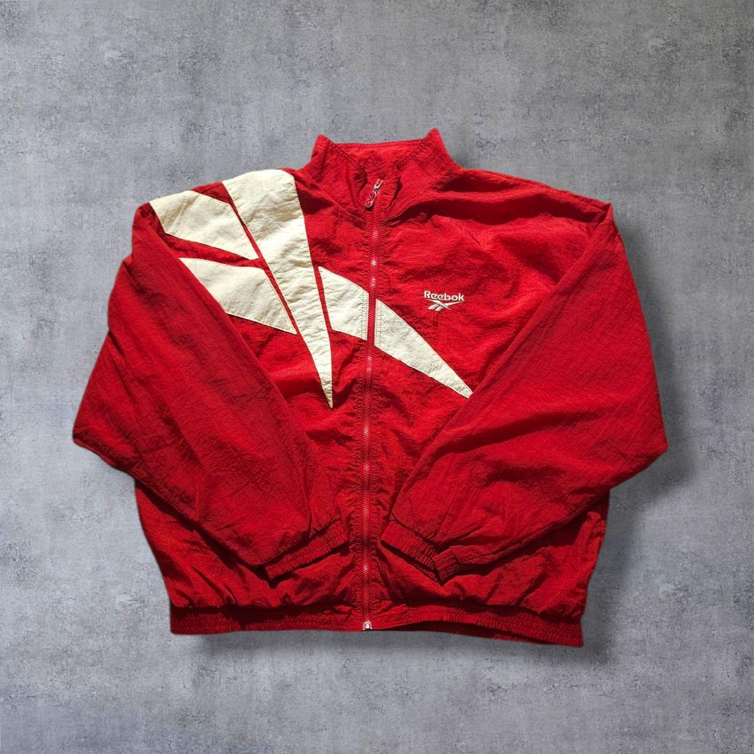 90s Reebok リーボック ナイロンジャケット 刺繍ロゴ 短丈 太アーム