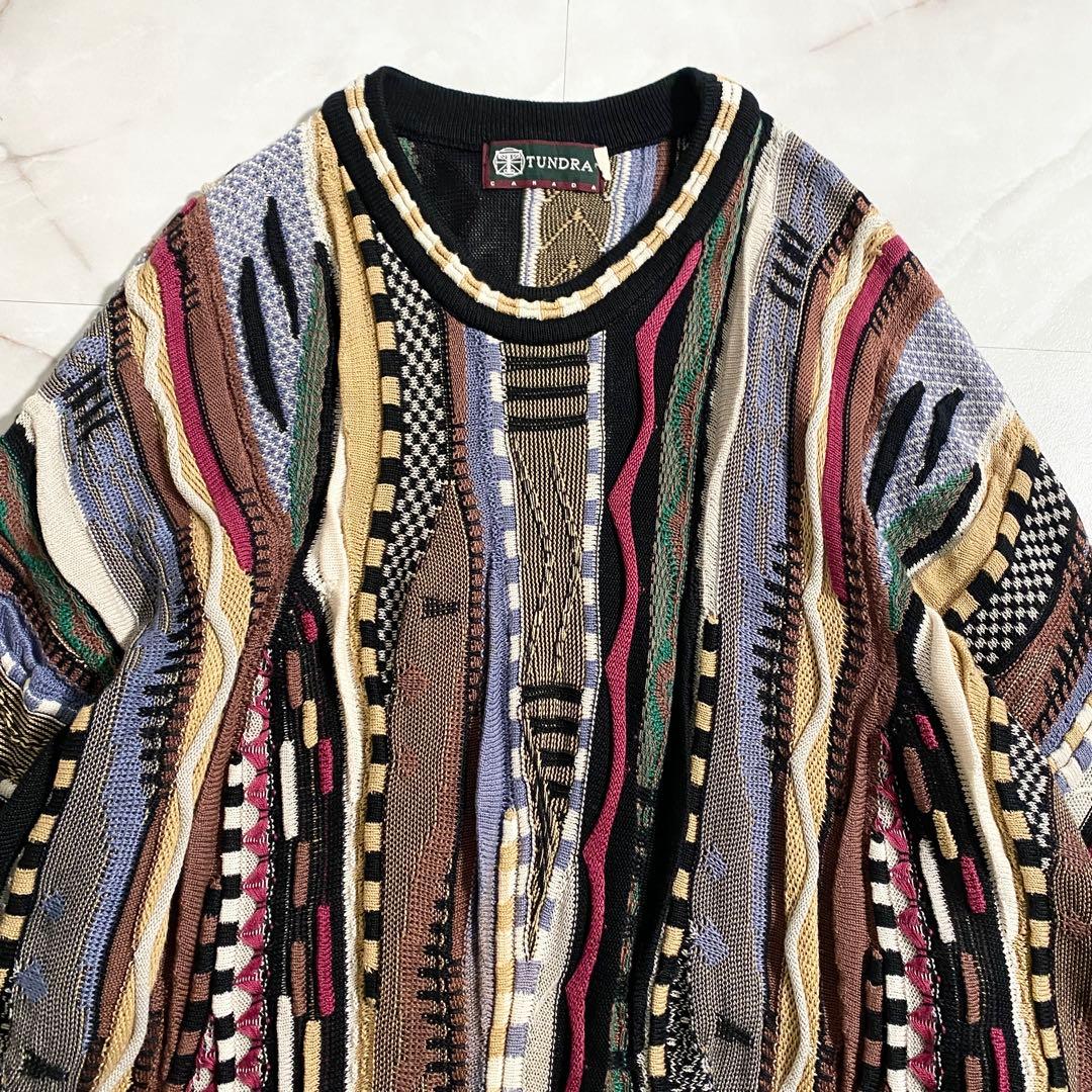A18446 TUNDRA オーバーサイズ 3Dニット 3XLT マルチカラー