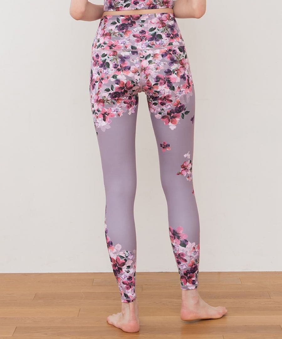 【SUKALA】フルオブフラワーパネルレギンスSサイズ モーヴ