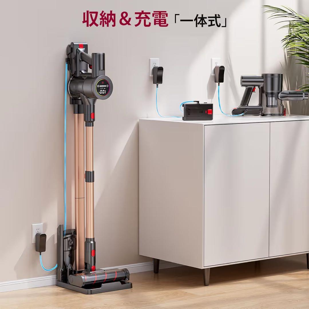 コードレス掃除機 超強力 サイクロン式スティッククリーナー 自走式 LEDライト