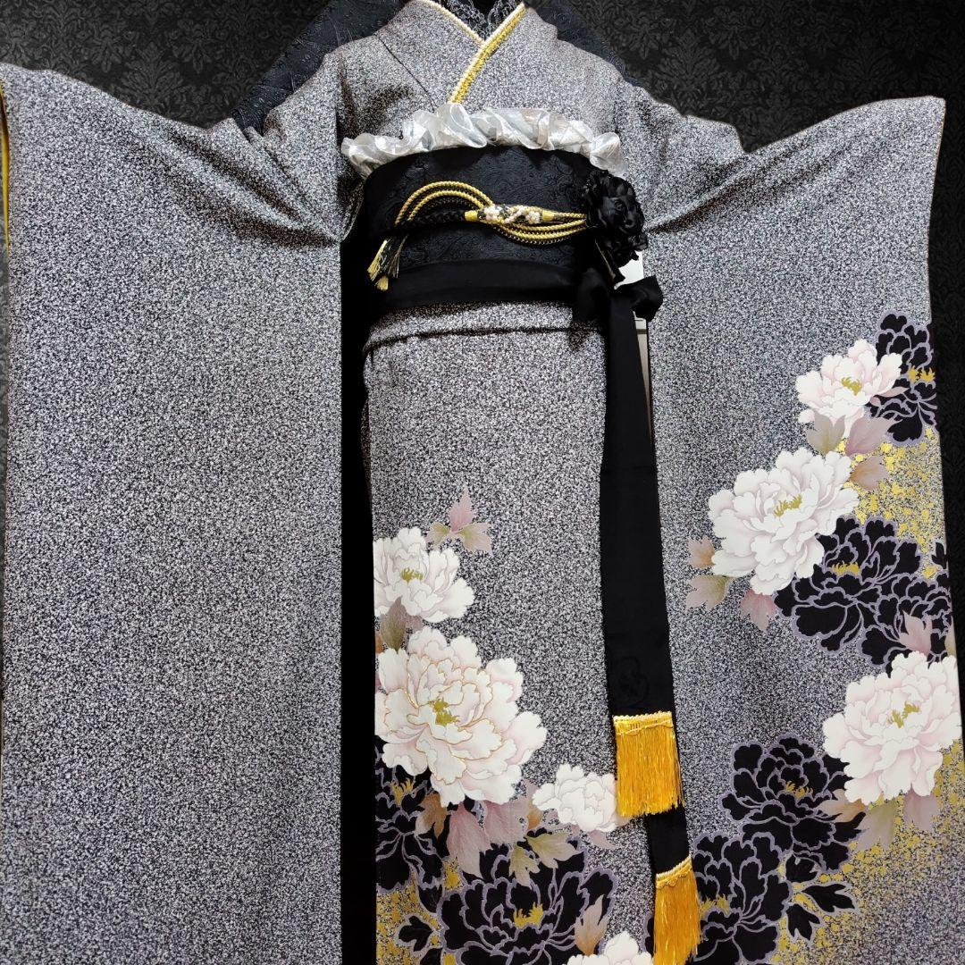 お直し無料☆振袖フルセット・成人式・大輪牡丹・金駒刺繍・金彩加工・モード系