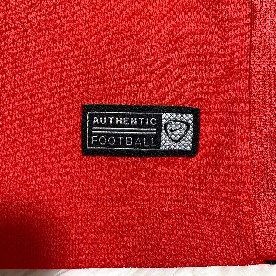 ナイキ　マンチェスターU　ゲームシャツ　Tシャツ　刺繍ロゴ　レッド　L