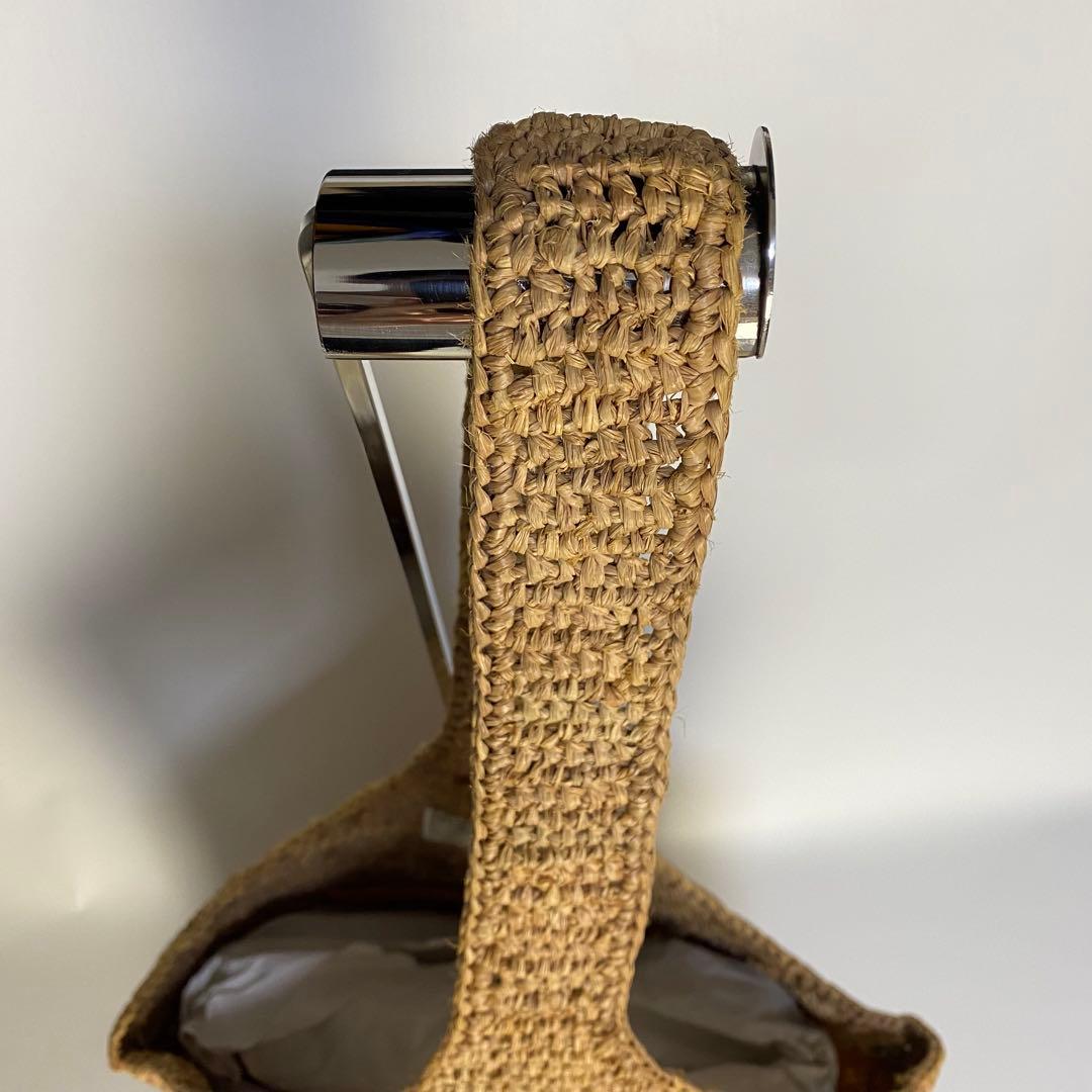 ヘレンカミンスキー　かごバッグ　ラフィア　リーフ金具　バイカラー