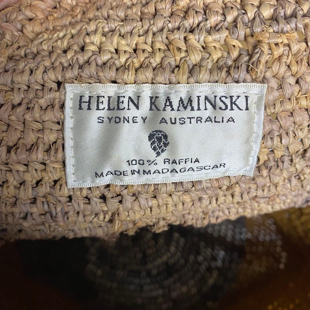 ヘレンカミンスキー　かごバッグ　ラフィア　リーフ金具　バイカラー