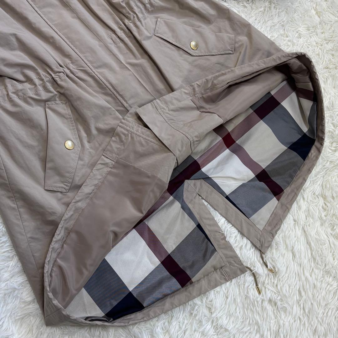 ブルーレーベルクレストブリッジ モッズコート ノバチェック ライトベージュ M