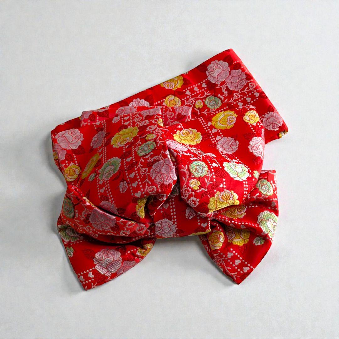 7歳　薄灰緑薔薇　七五三　着物・作り帯・草履セット