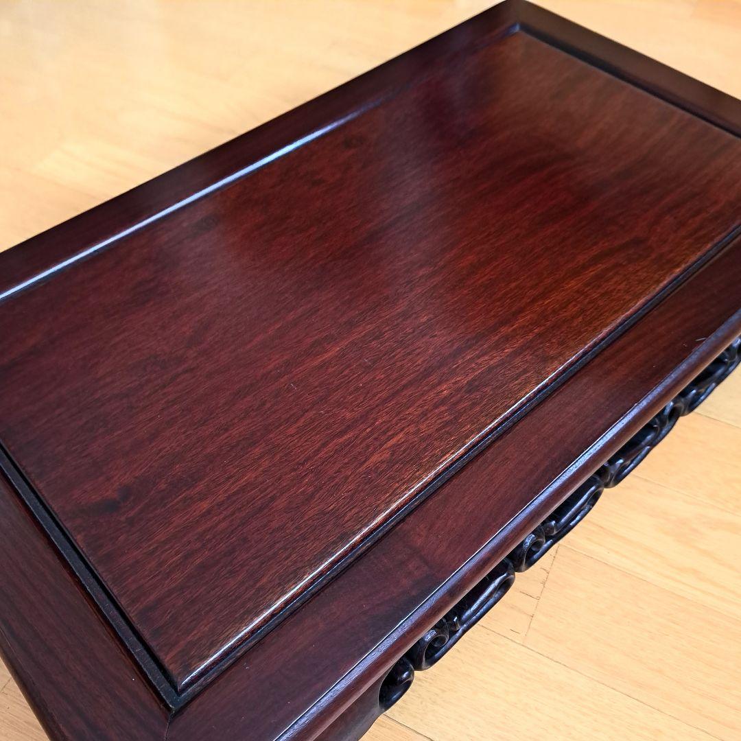 花台　木製　透かし彫り　唐草　飾り台　敷台　香炉台　盆栽台