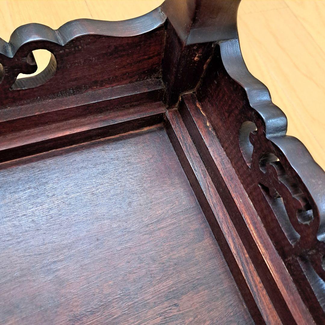 花台　木製　透かし彫り　唐草　飾り台　敷台　香炉台　盆栽台