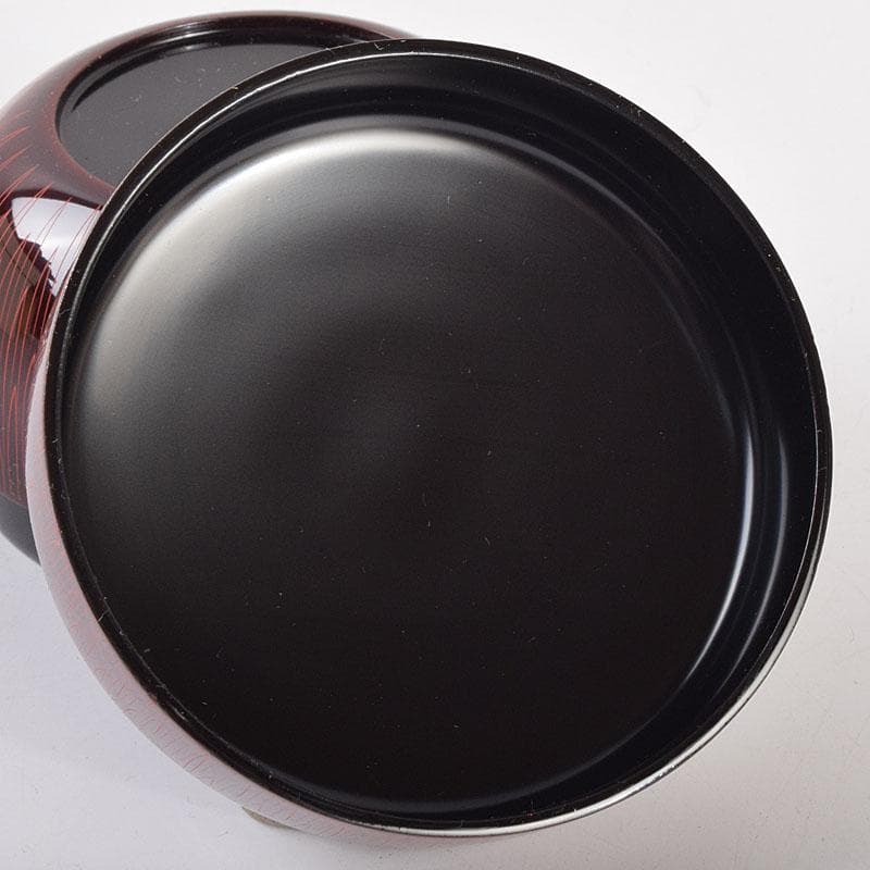 茶道具　中村湖彩作　朱菊毛彫　平棗　共布共箱　V　8641