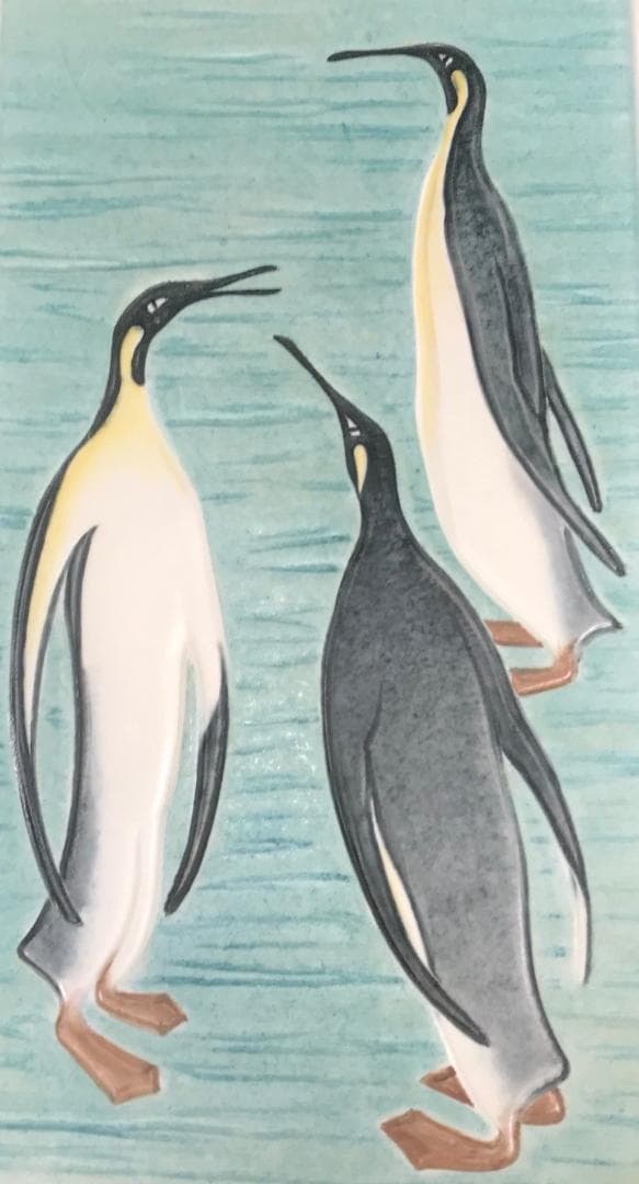 Meissen マイセン/※1級品 28cm大型陶板 ペンギン 　美品