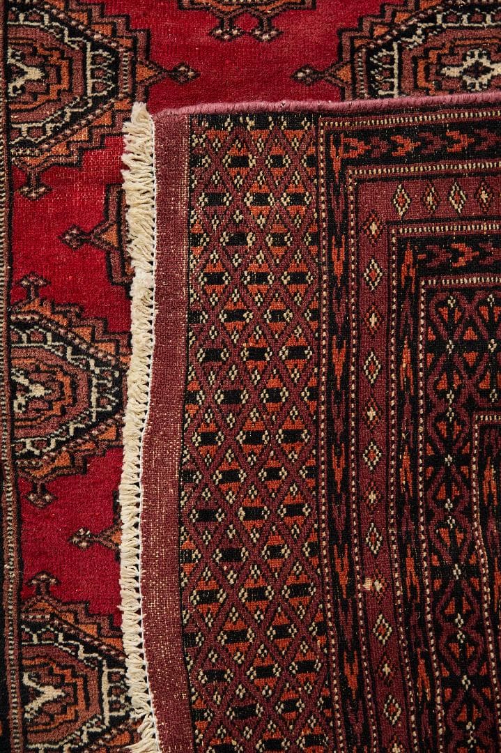 ヴィンテージラグ　トライバルラグ　ラホール産(189×125cm) 赤　茶　黒