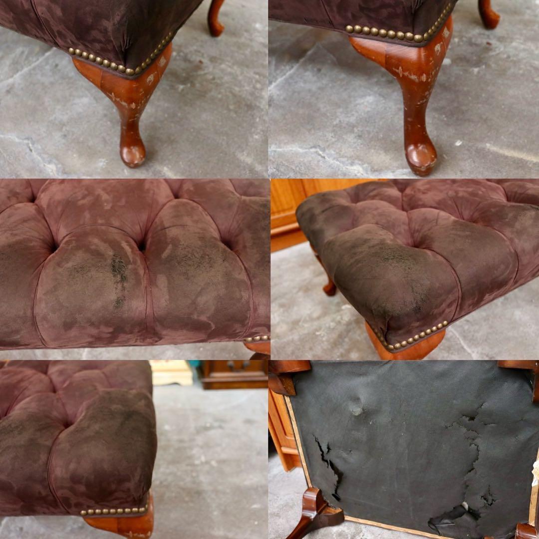 GMIK338○ヨーロピアン ヴィンテージ家具 スツール 椅子 猫脚 足置き ク