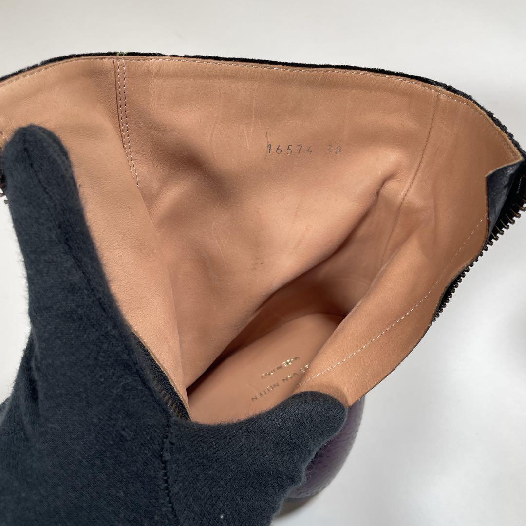 ドリスヴァンノッテン ブーツ ベロア　サークルヒール　パイソン柄　25cm 黒