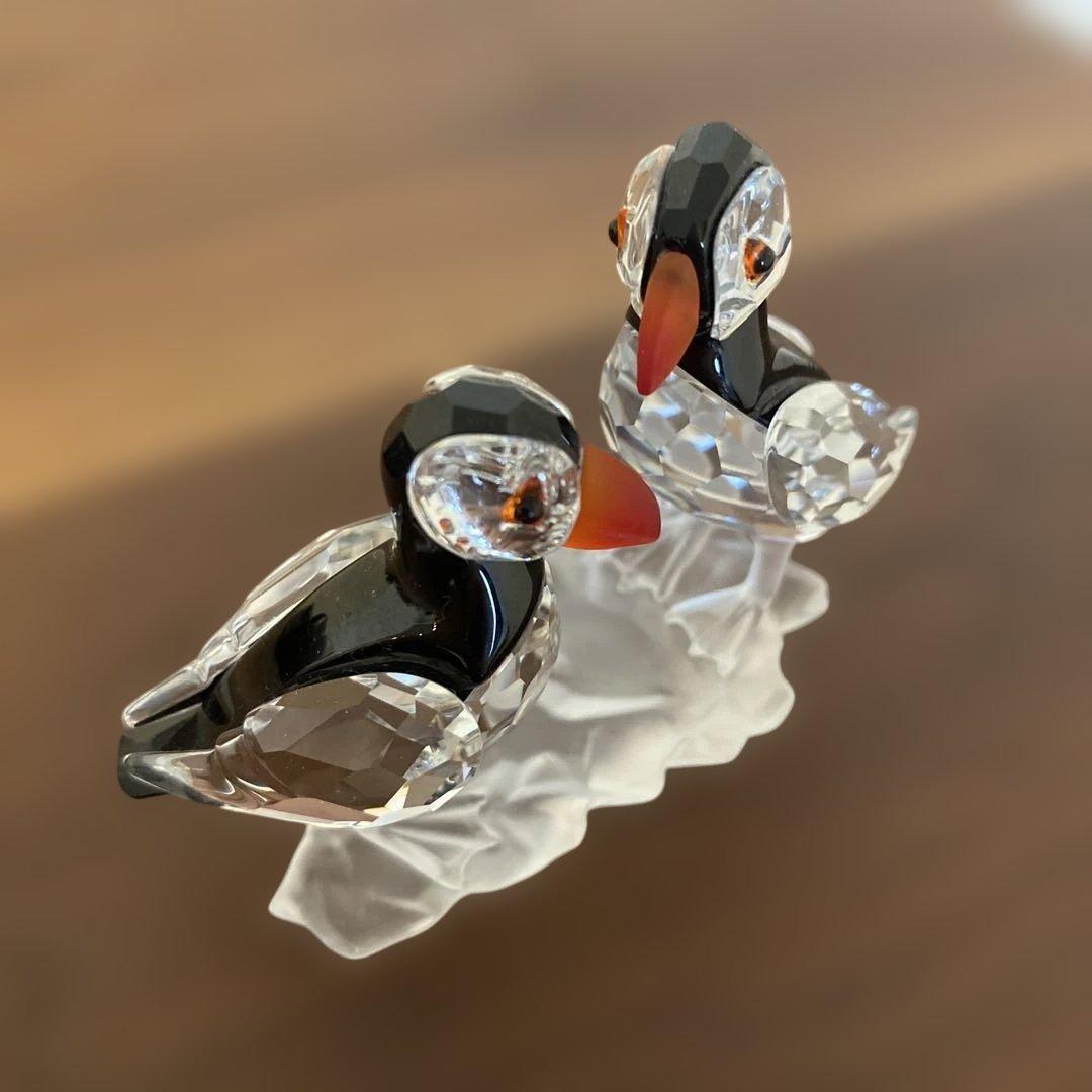 スワロフスキー置物　鳥　ツノメドリ