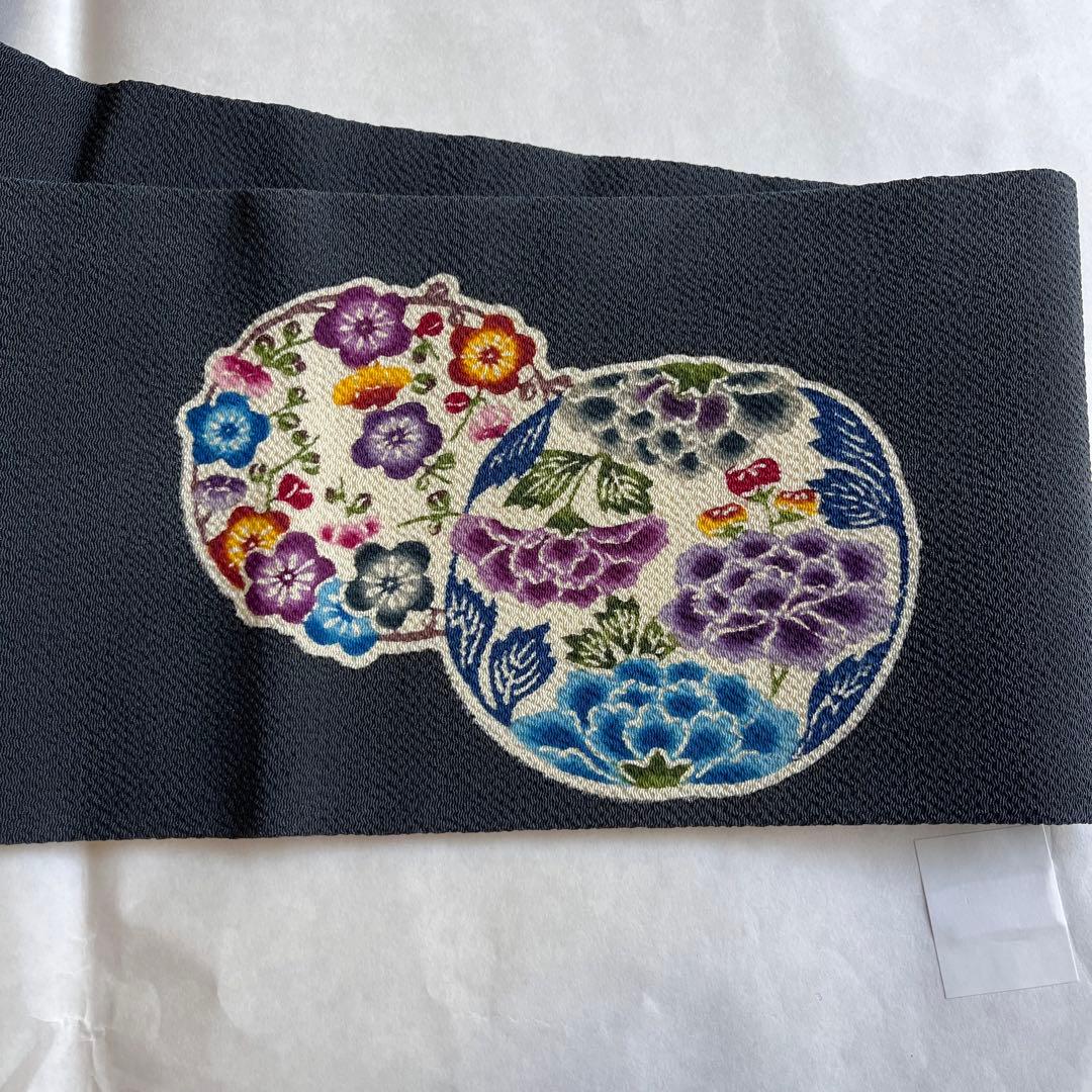 知念貞男　琉球紅型　九寸名古屋帯　竺仙鑑製