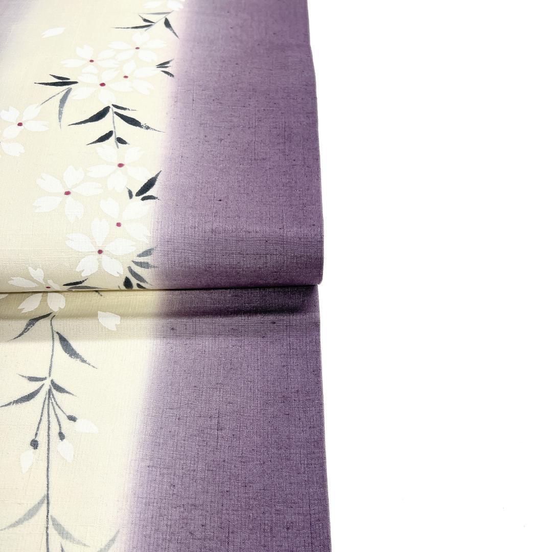 名古屋帯　紬　桜　縦縞　グラデーション　着物　122b d ms