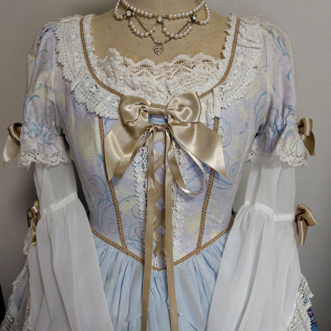 BABY ディズニー シンデレラワンピース カチューシャセット サックス 姫袖