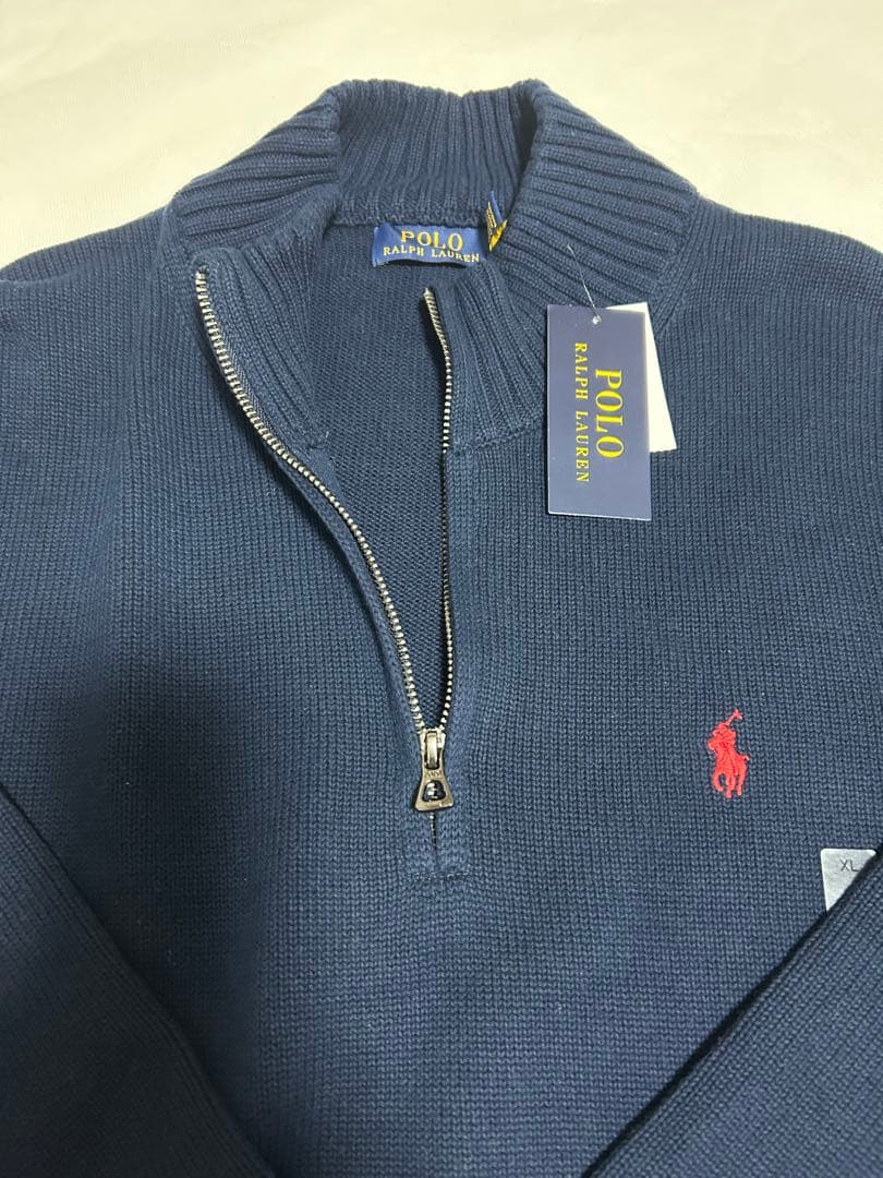 【新品】 ポロラルフローレン ハーフジップ ニット XL紺 ネイビー