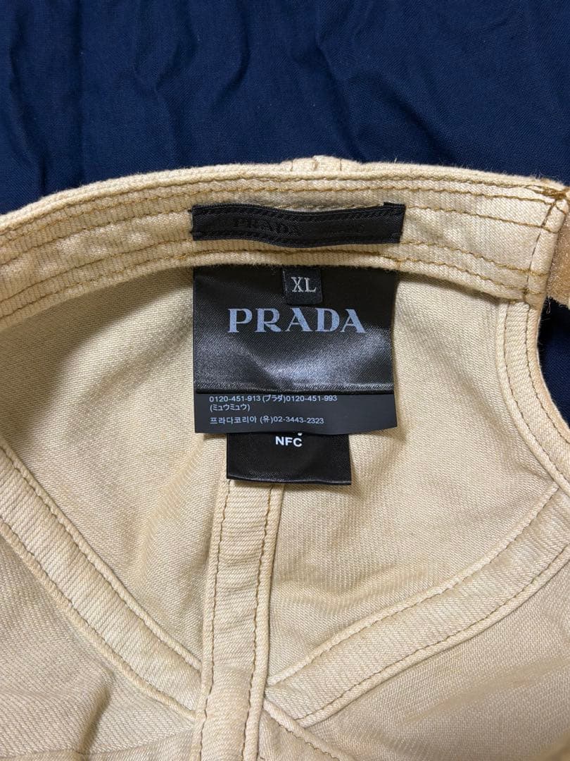 PRADA ベージュ コットンキャップ 保存袋付き