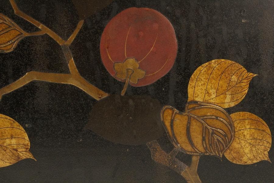 和楽器 果実 柿 蒔絵 時代 鼓箱(K-YC522)