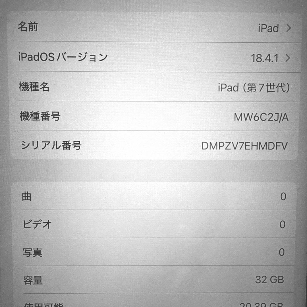 iPad (第七世代) Wi-Fi + Cellular/32GB/Silver