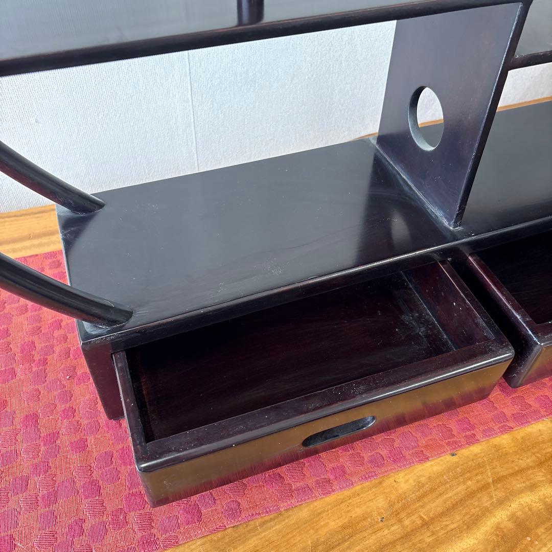 円形木製オープンシェルフ 引き出し付き