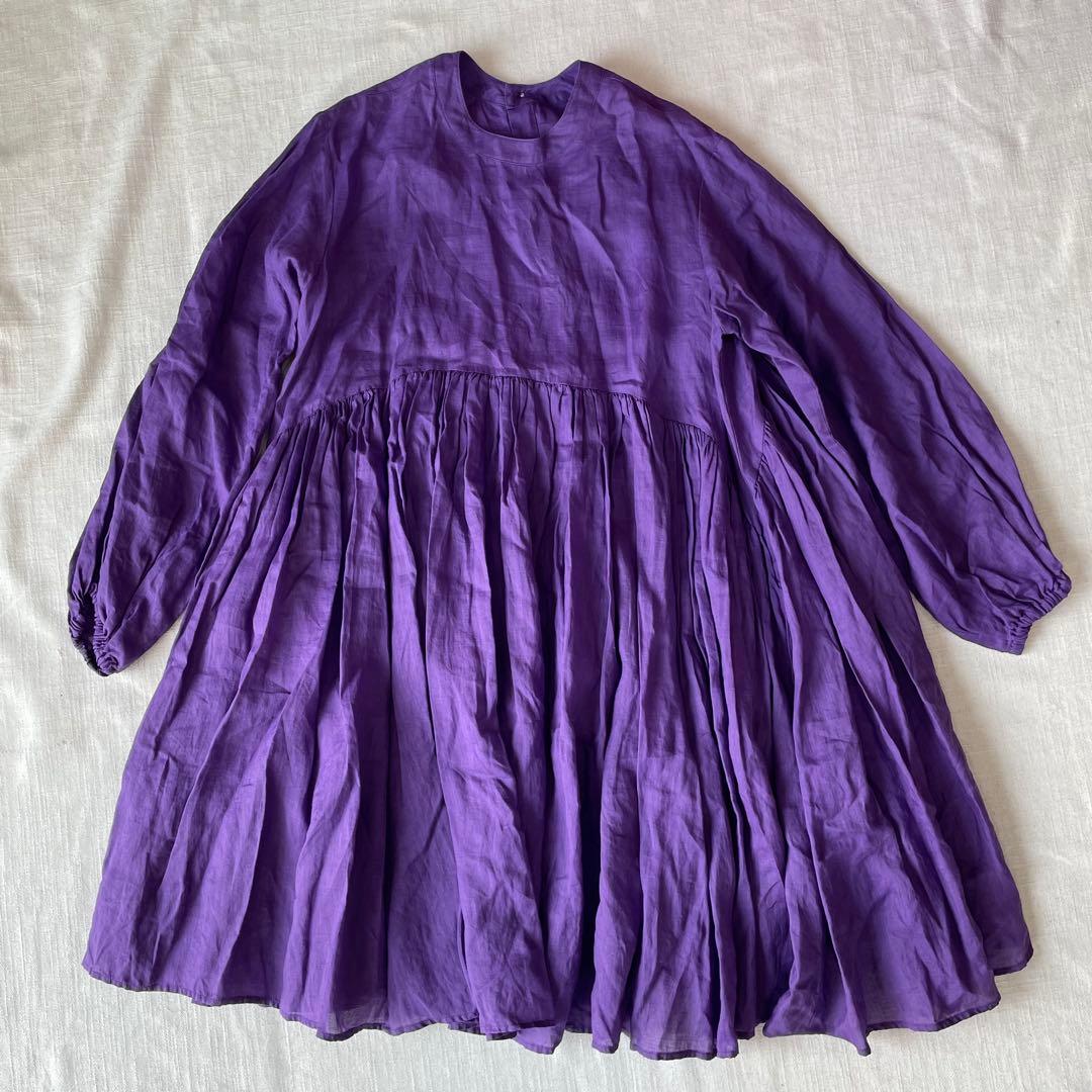 BEARDSLEYビアズリー リネンギャザーチュニック　パープル