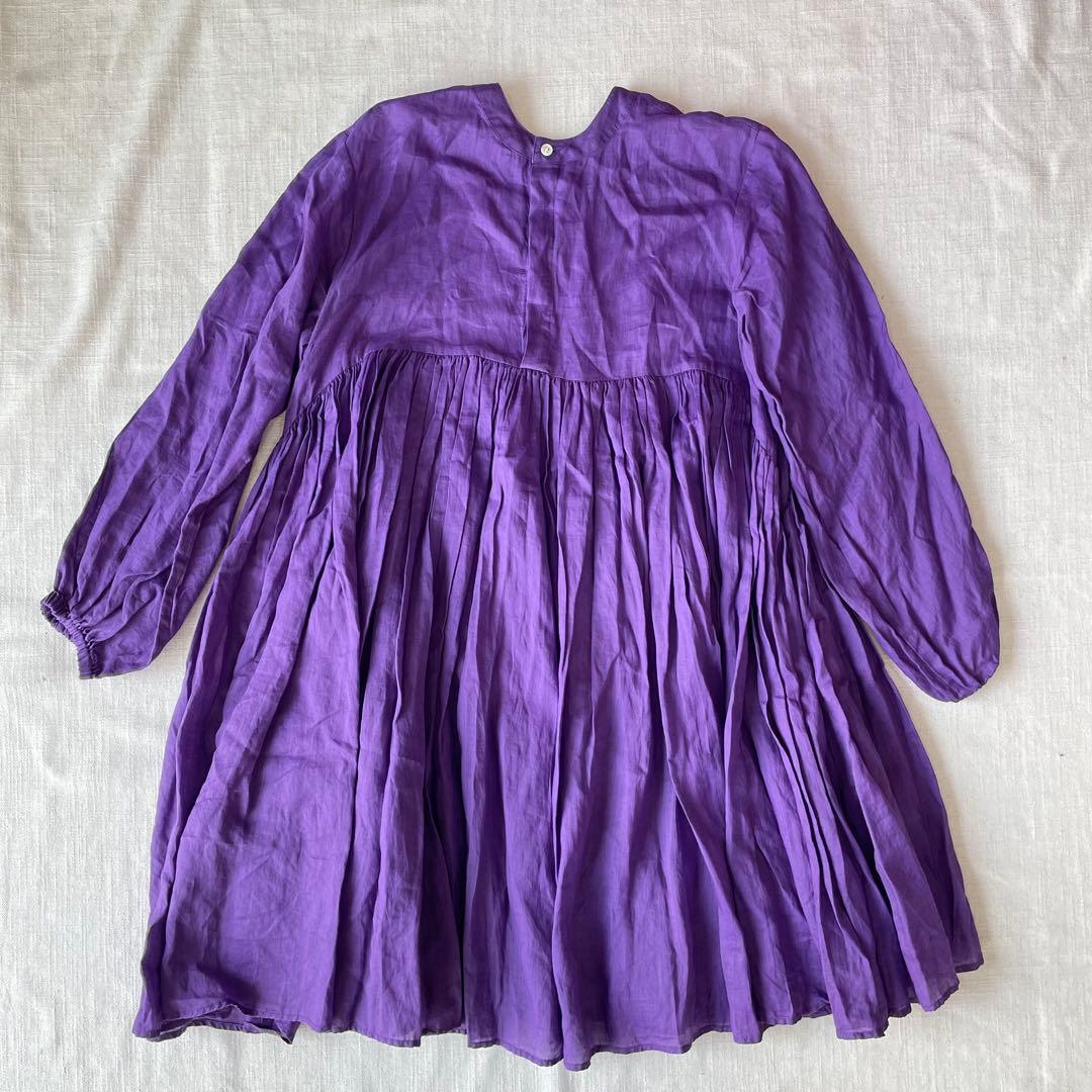 BEARDSLEYビアズリー リネンギャザーチュニック　パープル