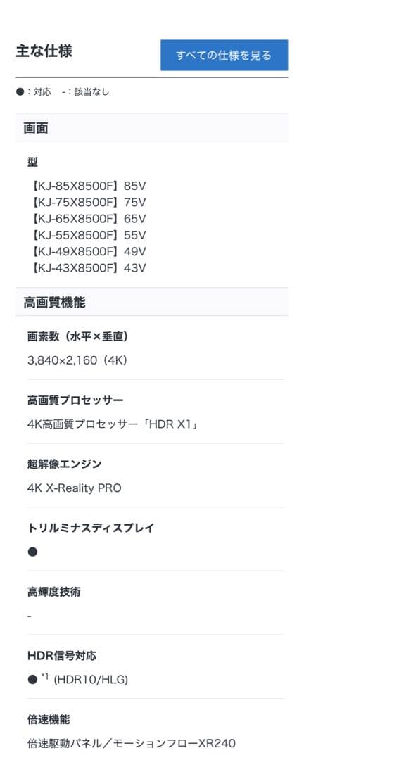 SONY BRAVIA 4K 液晶 テレビ KJ-49X8500F ソニー