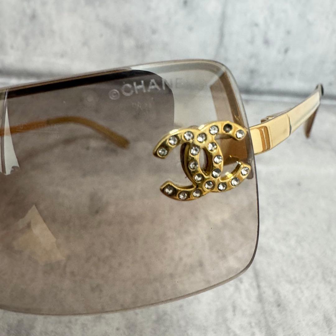 シャネル サングラス メガネ リムレス ココマーク ラインストーン 4104-B