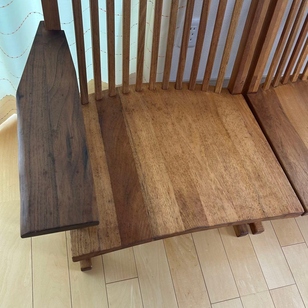 町八家具　クルミ材　ダイニングチェア　ハイバック無垢材　② 肘付　アームチェア