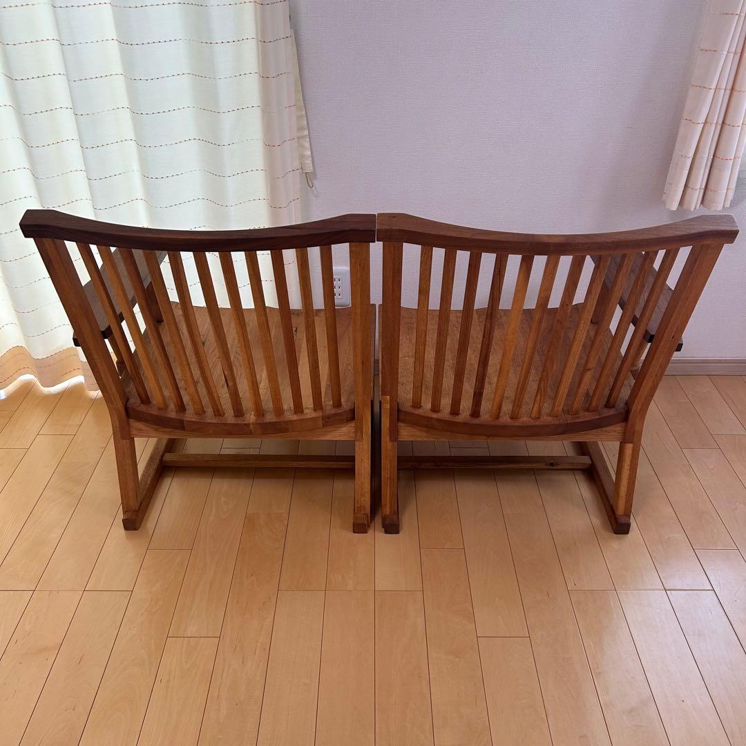 町八家具　クルミ材　ダイニングチェア　ハイバック無垢材　② 肘付　アームチェア