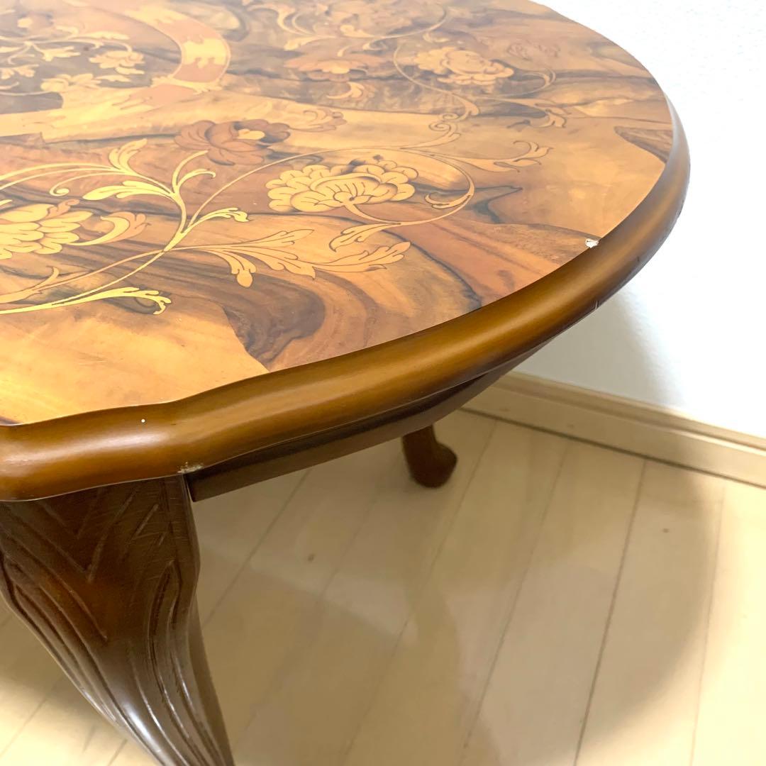 イタリア 象嵌　センターテーブル ロココ調 猫脚 エレガント アンティーク